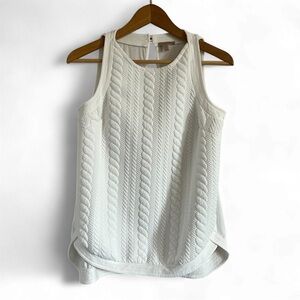 BORDEAUX Off White Sleeveless Quilted Cable Knit Top